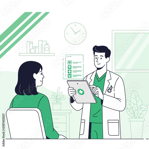 Medical Consultation Modern Doctor And Patient Digital Health Discussion