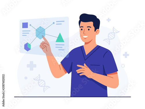 Medical Professional Analyzing Digital Health Data And Scientific Research