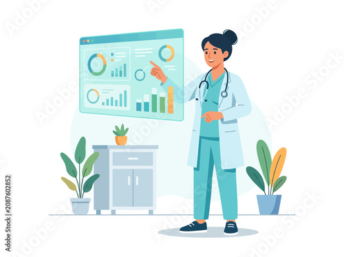 Medical Professional Analyzing Data On A Digital Screen
