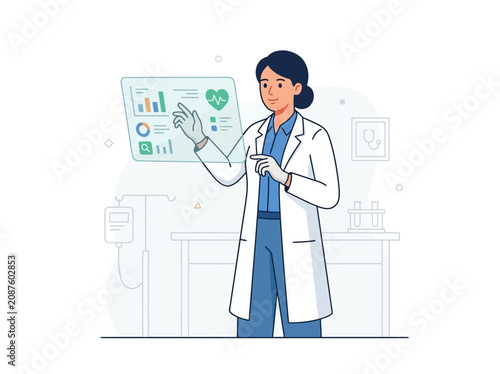 Medical Professional Analyzing Digital Health Data Futuristic Technology