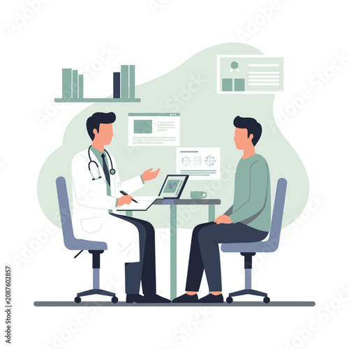 Medical Consultation Modern Illustration Doctor Patient Discussion Session