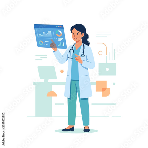 Medical Professional Analyzing Digital Health Data With Futuristic Interface