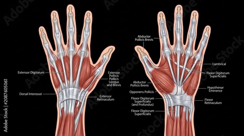 Human Hand Muscles and Tendons Anatomical Model
