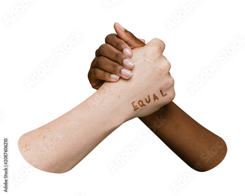 Foto Diverse people png holding hands on transparent background