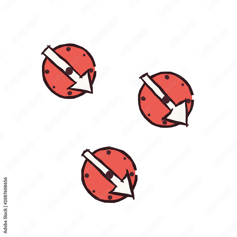 Fototapeta premium Direction sign with arrow symbol on red circle, isolated on transparent background