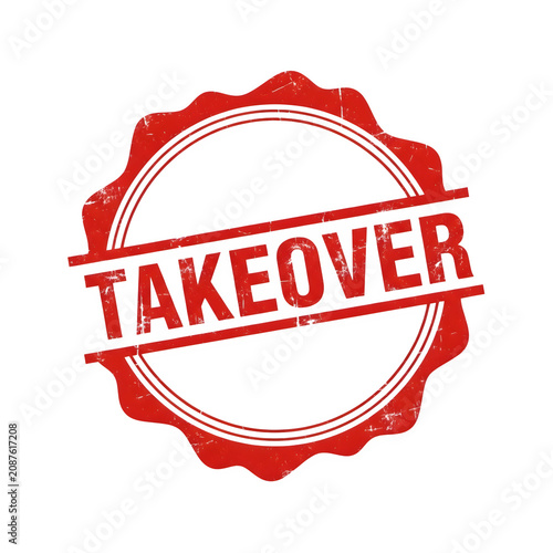 Red vintage takeover stamp with distressed edges