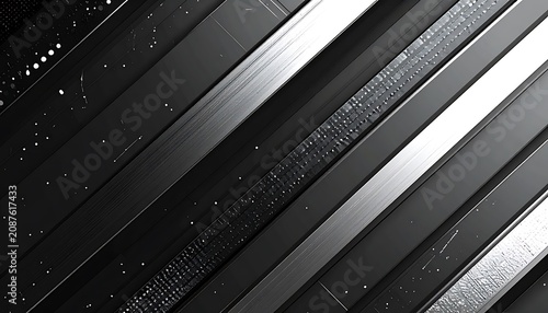 Abstract diagonal stripes with metallic texture and light speckles, a modern geometric pattern perfect for digital backgrounds and tech concepts