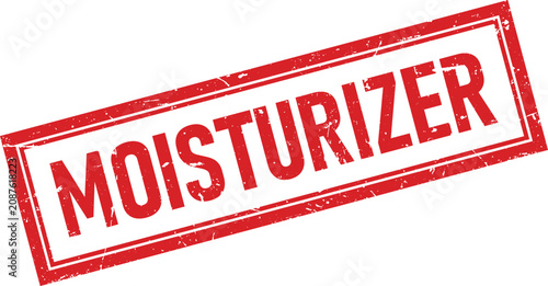 Photos Red rectangular rubber stamp design featuring the word moisturizer in a distress