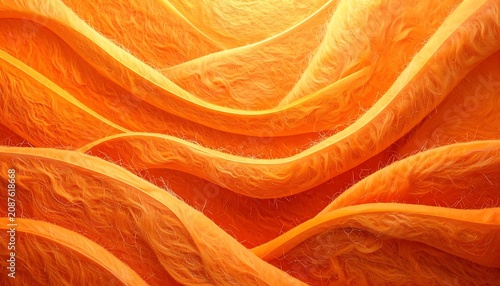 abstract flowing fabric waves texture with sparkling highlights and a warm orange glow, smooth flowing material