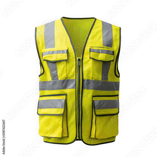 Bright yellow reflective safety vest