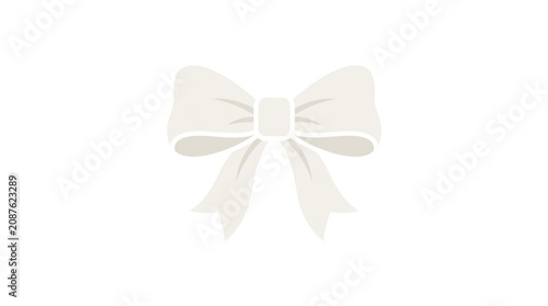 Schilderij op canvas Elegant white bow ribbon isolated on plain background.