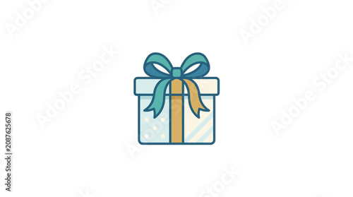 Slika na platnu Colorful gift box with decorative ribbon bow.