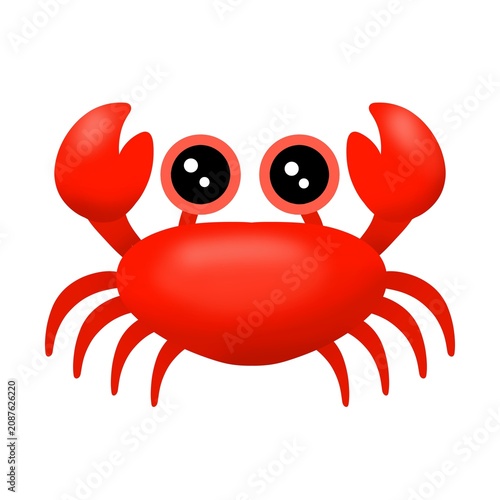 Cute Crab Illustration. Cartoon Crab Isolated. Marine Crab Character