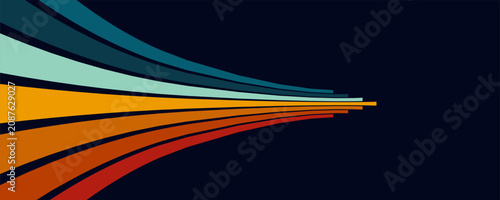 Retrofuturism poster design in trendy retro line style. Modern art poster retro vintage style 70s stripes background template lines shapes vector design