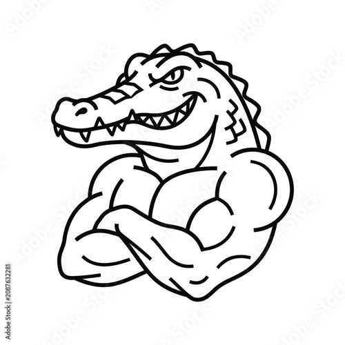 Muscular crocodile mascot character with crossed arms vector illustration crocodile alligator