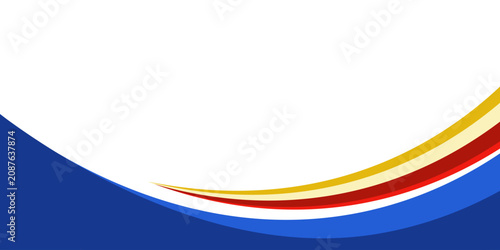 Patriotic blue and red wave shapes with golden line on white background. Elegant abstract vector layout for national event banner or certificate header.