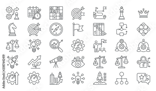 Business strategy and management icons