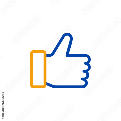 Like icon in blue and orange Outline Dual Tone symbol for positive feedback