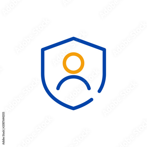 Konstfotografi Admin account icon in blue and orange Outline Dual Tone symbol for user administ