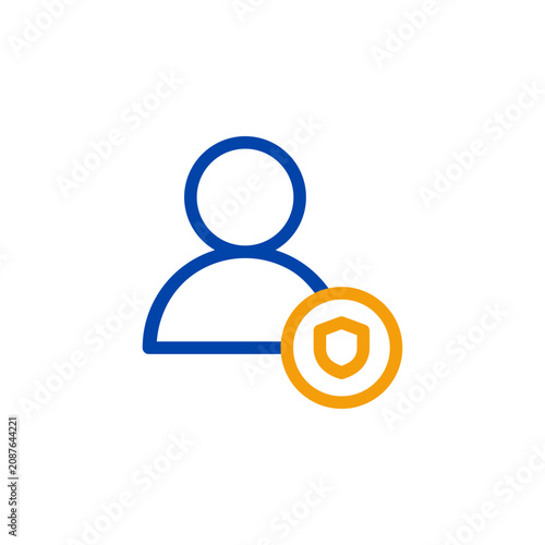 фотографія Admin account icon in blue and orange Outline Dual Tone symbol for user administ