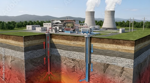 Geothermal Power Plant Cross-Section – 3D Energy Illustration