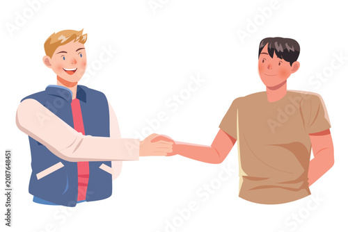 Two men shaking hands teamwork collaboration for SaaS Dashboard