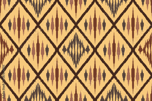 Ethnic Ikat Diamond Repeat Pattern, Handmade Woven Inspired Geometric Ornament, Rustic Tribal Textile Background, Seamless Boho Fabric Design for Wallpaper, Home Decor, Fabric, Wrapping Paper