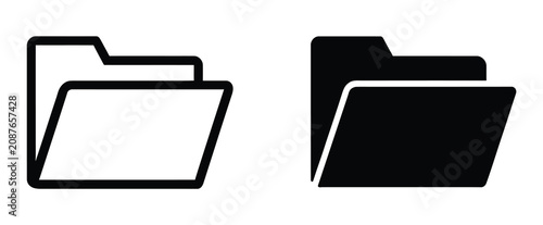 File Folder Icons Featuring Modern Vector Designs for Graphic Design, Web Interfaces, File Management, and Office Applications