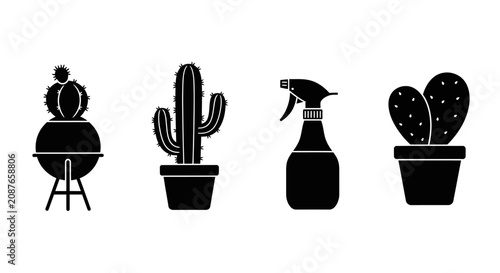 Set of four clean flat vector icons for UI and web design. Minimalist graphic elements on a white background, professional scaleable EPS illustration for digital applications.