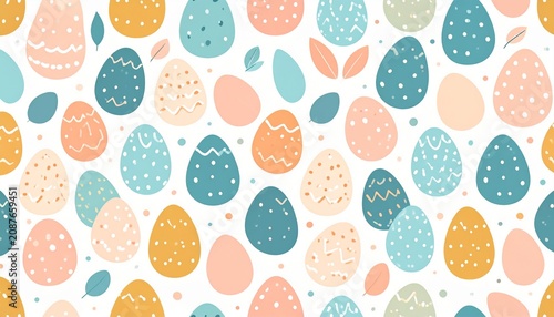 Colorful Easter eggs fill the scene