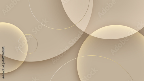 Elegant Champagne Background with Overlapping Minimalist Geometric Circles and Glow