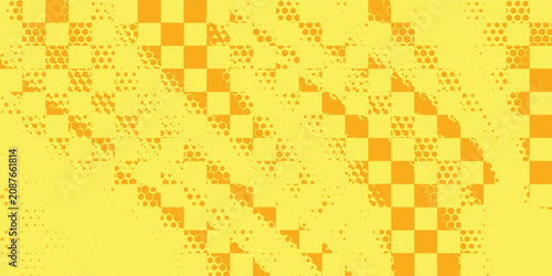 Tekstur piksel bitmap oranye kuning. Latar belakang pola gradien baik putus-putus. 