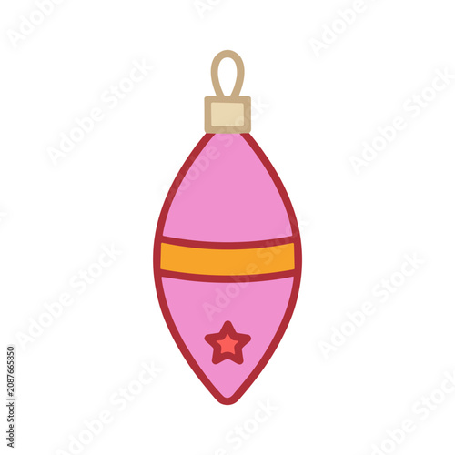 Pink Christmas Ornament with Star and Stripe