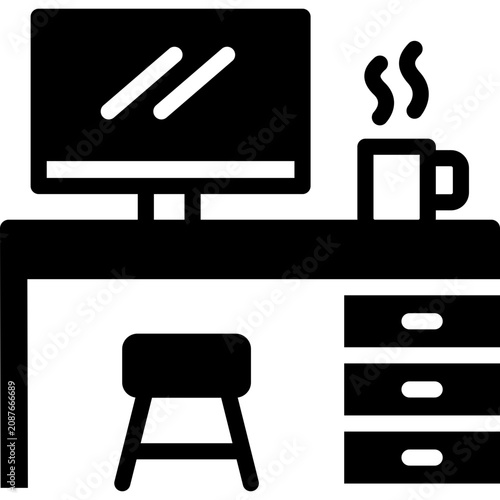 workplace icon illustration design with glyph