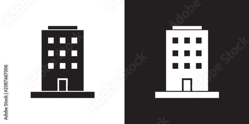 Foto Minimalist Multi-Story Building Icon Vector - Modern Apartment Architecture Cons