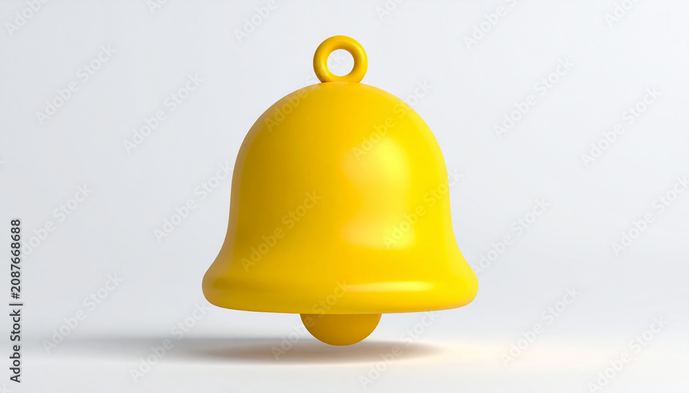 Fototapeta premium 3D render of a simple yellow notification bell icon