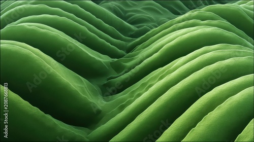 Abstract Rolling Green Hills with Velvety Moss Texture Landscape