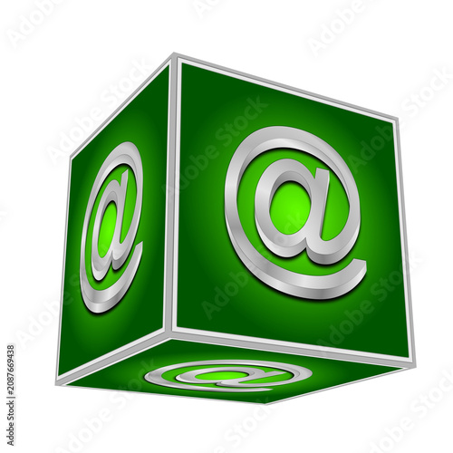 Cube with E-Mail symbol - 3D illustration