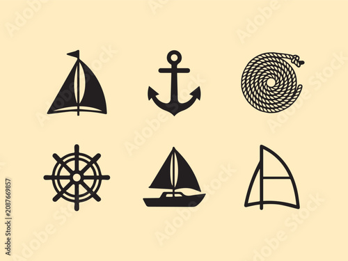 nautical icons on a plain background