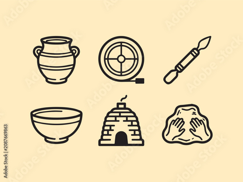 pottery making craft tools and supplies icons