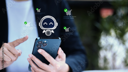 Artificial Intelligence Shopping Assistant on Smartphone for Smart Online Shopping, E-Commerce Automation, Digital Customer Support and Retail Technology