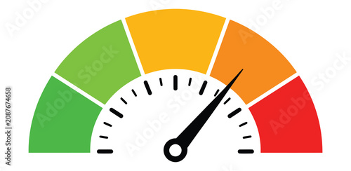 Measuring Gauge Icon with Cartoon Meter Scale Vector for Speed, Pressure, Performance, and Indicator Graphics