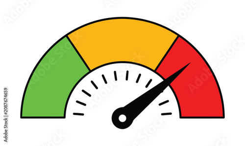Measuring Gauge Icon Vector Featuring Cartoon Meter Scale Design for Measurement, Performance Monitoring, and Dashboard Applications
