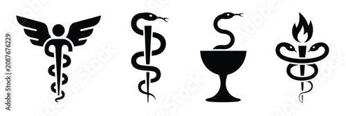 Medical Snake Symbols with Caduceus Vector Design for Hospitals, Healthcare, Medical Services, and Professional Branding