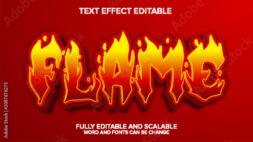 3d text effect flame vector editable