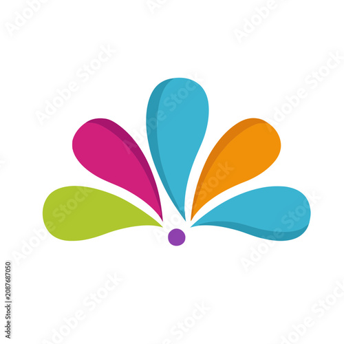 Colorful abstract flower shape with purple center