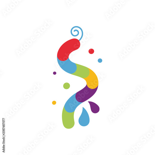 Colorful abstract shape with dots and drops