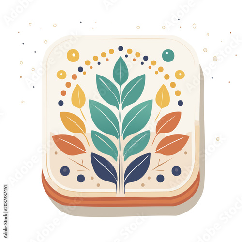 Flat design stylized plant with colorful leaves