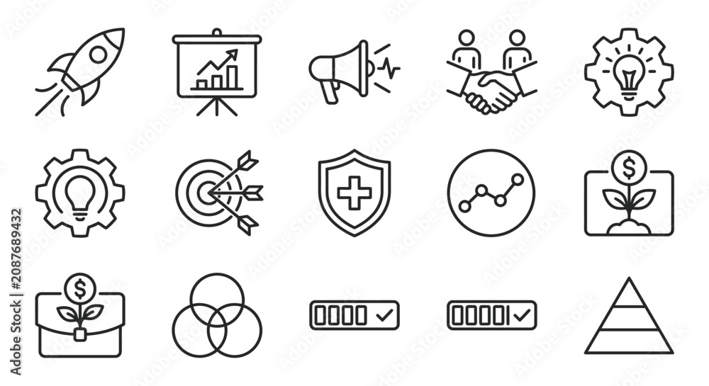 Obraz premium Business icons for finance and growth.