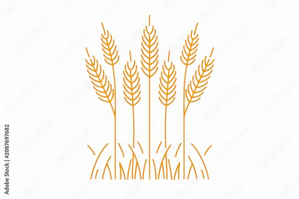 Fototapeta premium Vector illustration of wheat line icon chandelier vegetation produce.